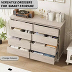 GustoWave Comò a 8 cassetti per camera da letto, cassettiera con cassetti profondi, cassettiera doppia grande per armadio con piano ampio, cassettiera orizzontale in legno