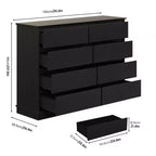 GustoWave Comò a 8 cassetti per camera da letto, cassettiera con cassetti profondi, cassettiera doppia grande per armadio con piano ampio, cassettiera orizzontale in legno