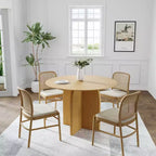 PexFix Tavolo da pranzo rotondo 42 x 42 in legno massello con finitura naturale ed eleganti gambe ad arco per sale da pranzo e cucine moderne