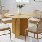 PexFix Tavolo da pranzo rotondo 42 x 42 in legno massello con finitura naturale ed eleganti gambe ad arco per sale da pranzo e cucine moderne