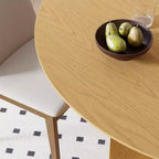 PexFix Tavolo da pranzo rotondo 42 x 42 in legno massello con finitura naturale ed eleganti gambe ad arco per sale da pranzo e cucine moderne