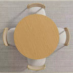 PexFix Tavolo da pranzo rotondo 42 x 42 in legno massello con finitura naturale ed eleganti gambe ad arco per sale da pranzo e cucine moderne
