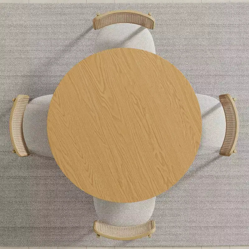PexFix Tavolo da pranzo rotondo 42 x 42 in legno massello con finitura naturale ed eleganti gambe ad arco per sale da pranzo e cucine moderne