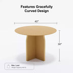 PexFix Tavolo da pranzo rotondo 42 x 42 in legno massello con finitura naturale ed eleganti gambe ad arco per sale da pranzo e cucine moderne