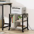 Under Desk Printer Stand, Industrial Printer Table with 3 Storage Shelves, Mobile Heavy Duty Printer Cart with Lockable Wheels, Home Office