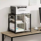 Supporto per stampante sotto scrivania, tavolo per stampante industriale con 3 ripiani, carrello per stampante mobile resistente con ruote bloccabili, ufficio domestico
