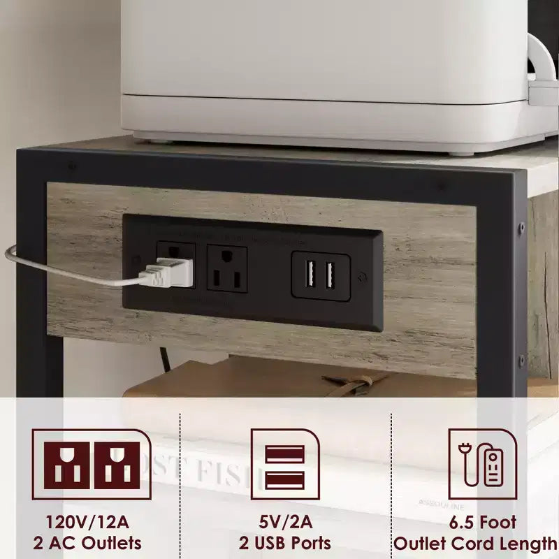 Supporto per stampante sotto scrivania, tavolo per stampante industriale con 3 ripiani, carrello per stampante mobile resistente con ruote bloccabili, ufficio domestico