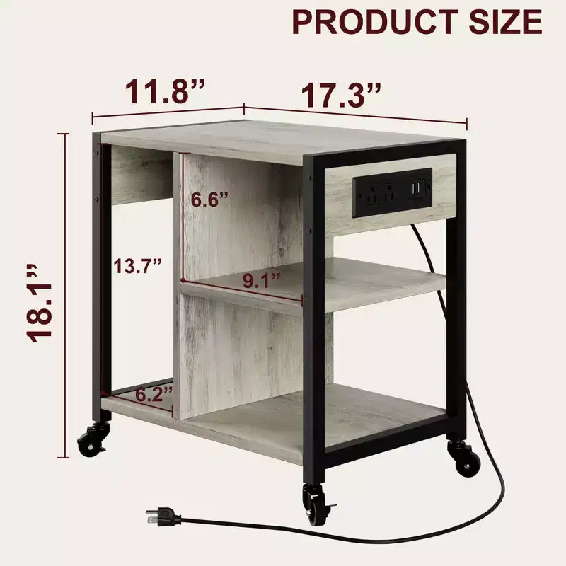 Supporto per stampante sotto scrivania, tavolo per stampante industriale con 3 ripiani, carrello per stampante mobile resistente con ruote bloccabili, ufficio domestico