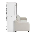 Letto a scomparsa Whisen Wood Queen Size con divano pieghevole, mensole portaoggetti integrate e luce a LED