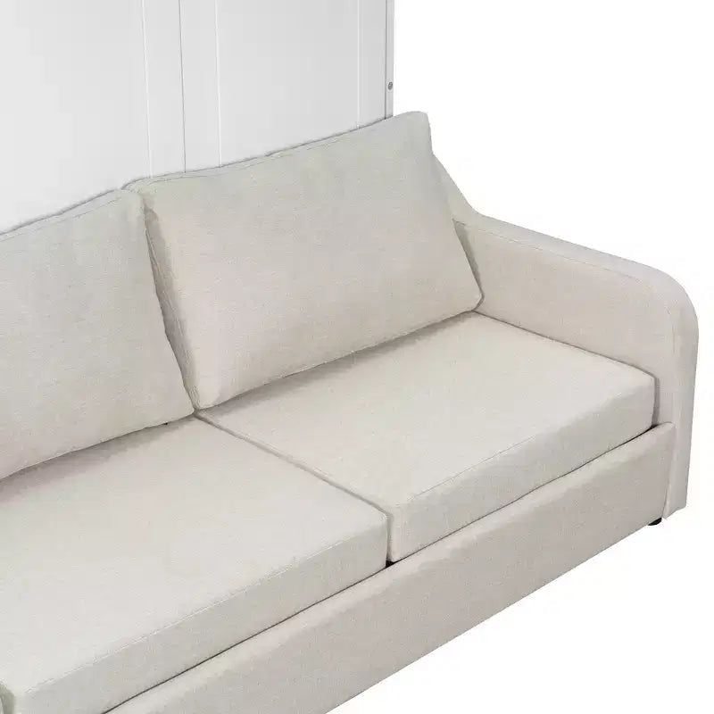 Letto a scomparsa Whisen Wood Queen Size con divano pieghevole, mensole portaoggetti integrate e luce a LED
