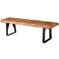HomeRoots 68 Brown and Black Solid Wood And Metal Live Edge Dining Bench