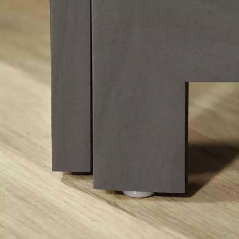 MAYEERTY Divisorio pieghevole a 4 pannelli, paravento autoportante in legno di Paulownia con ripiani portaoggetti per camera da letto e ufficio, grigio