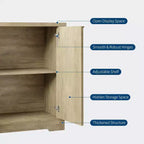 Credenza moderna in legno scanalato con 4 ante e ripiano regolabile, piano spazioso, versatile buffet e console per il caffè per la sala da pranzo