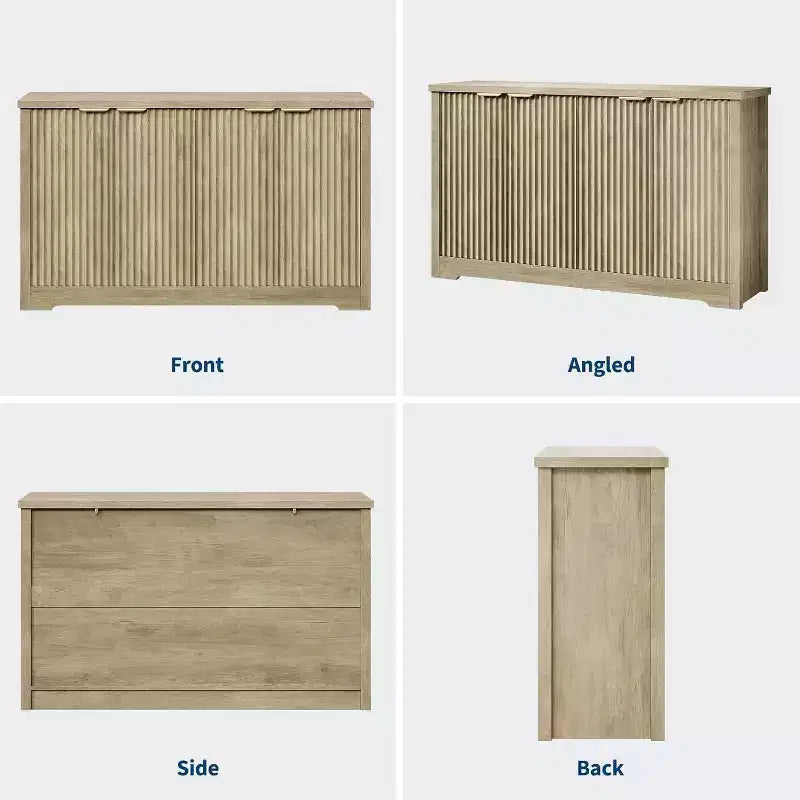 Credenza moderna in legno scanalato con 4 ante e ripiano regolabile, piano spazioso, versatile buffet e console per il caffè per la sala da pranzo