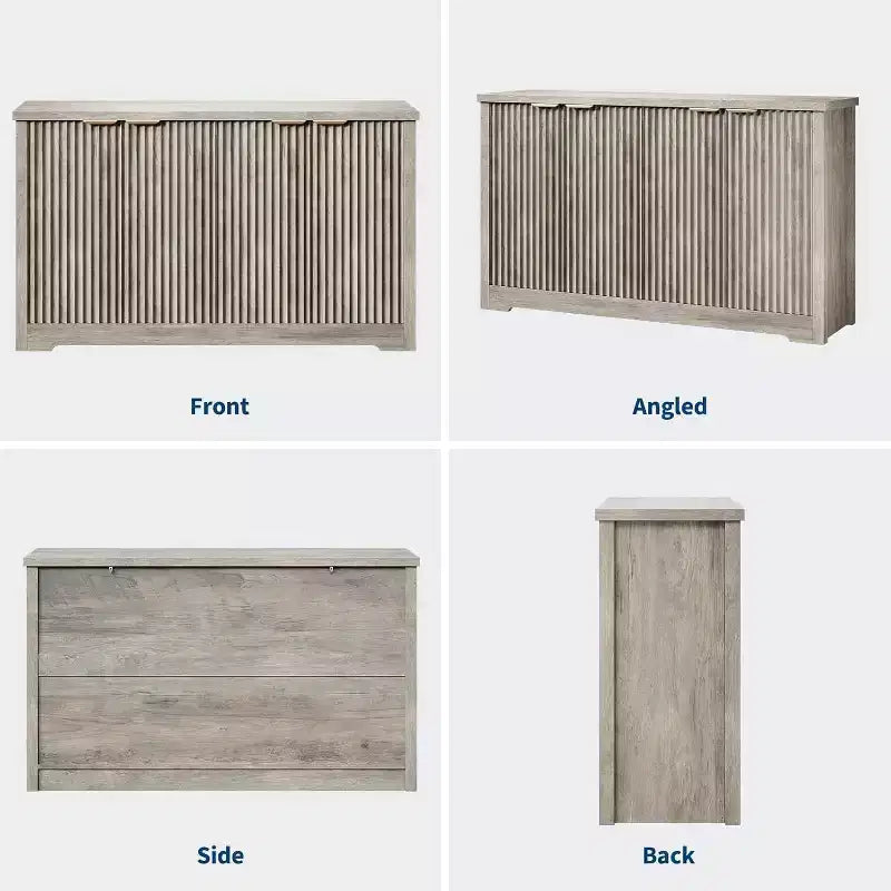 Credenza moderna in legno scanalato con 4 ante e ripiano regolabile, piano spazioso, versatile buffet e console per il caffè per la sala da pranzo