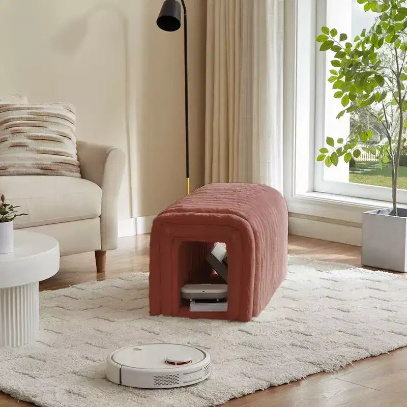 TUYOHW Poggiapiedi Contenitore Ottomano Forniture per Animali Domestici Panca in Velluto a Coste Nido del Gatto per Nascondersi per Soggiorno, Ingresso e Camera da Letto, Marrone
