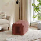 TUYOHW Poggiapiedi Contenitore Ottomano Forniture per Animali Domestici Panca in Velluto a Coste Nido del Gatto per Nascondersi per Soggiorno, Ingresso e Camera da Letto, Marrone