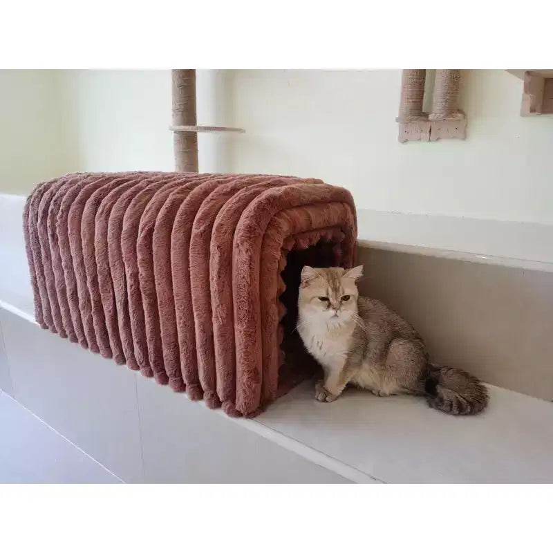 TUYOHW Poggiapiedi Contenitore Ottomano Forniture per Animali Domestici Panca in Velluto a Coste Nido del Gatto per Nascondersi per Soggiorno, Ingresso e Camera da Letto, Marrone