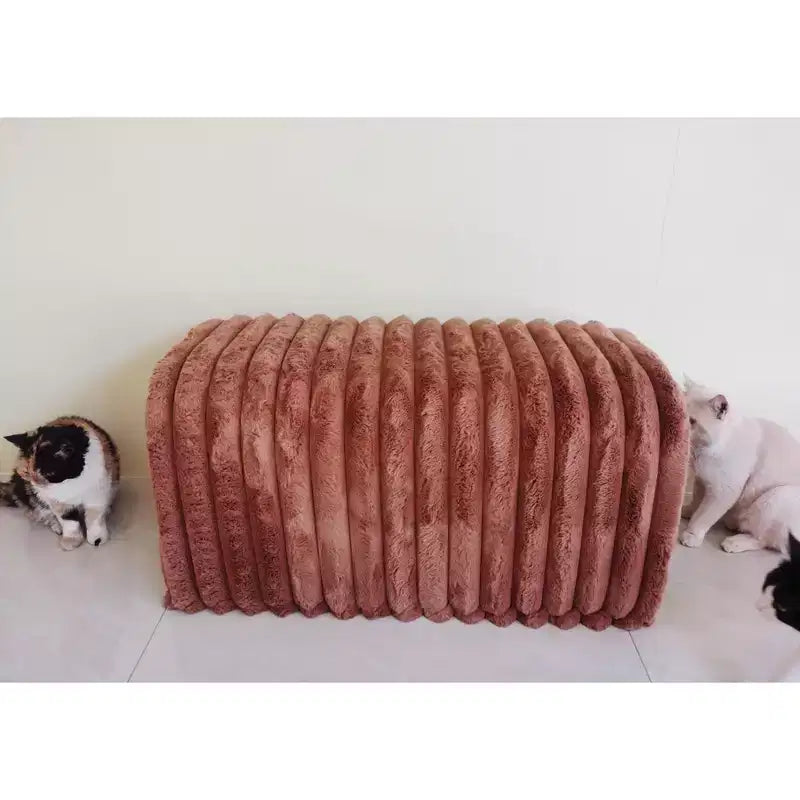 TUYOHW Poggiapiedi Contenitore Ottomano Forniture per Animali Domestici Panca in Velluto a Coste Nido del Gatto per Nascondersi per Soggiorno, Ingresso e Camera da Letto, Marrone