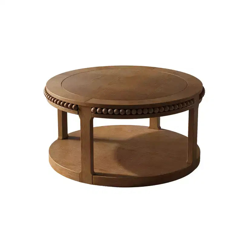 Tavolino rotondo moderno a 2 ripiani in legno GDFStudio Chiori da 31 pollici