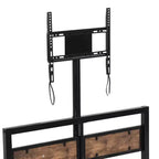 Telaio Letto a Piattaforma Matrimoniale in Metallo con Testiera e Pediera in MDF, 2 Cassetti Contenitori e Supporto TV Girevole, Industriale, Nero - ModernLuxe