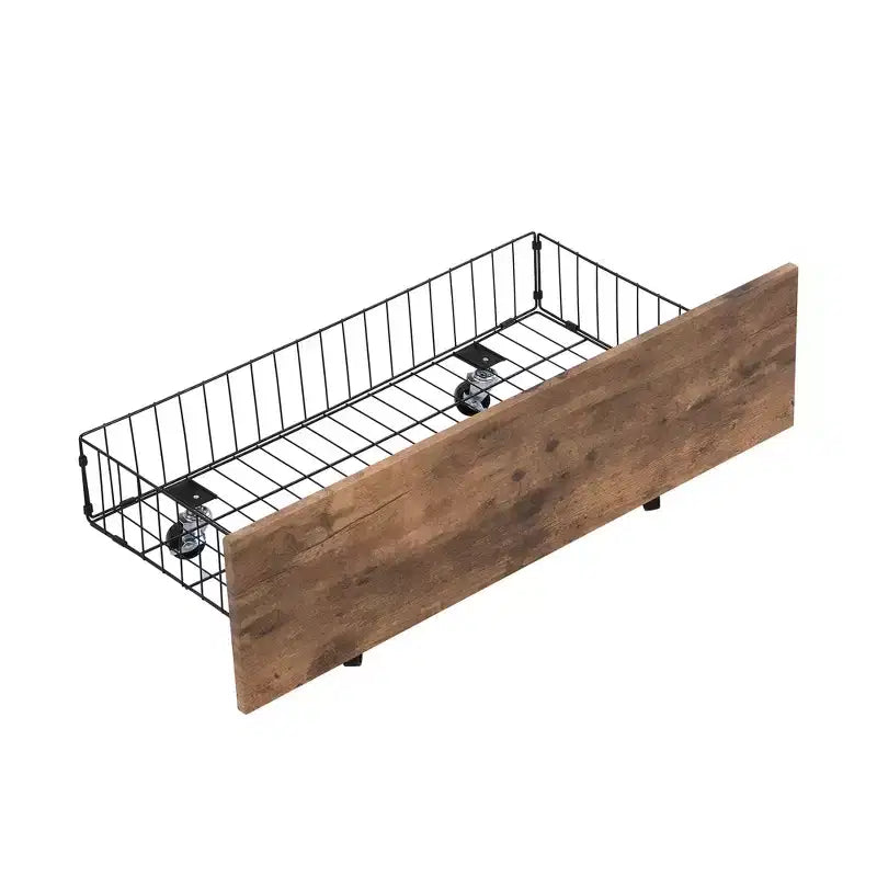 Telaio Letto a Piattaforma Matrimoniale in Metallo con Testiera e Pediera in MDF, 2 Cassetti Contenitori e Supporto TV Girevole, Industriale, Nero - ModernLuxe