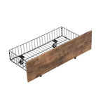 Telaio Letto a Piattaforma Matrimoniale in Metallo con Testiera e Pediera in MDF, 2 Cassetti Contenitori e Supporto TV Girevole, Industriale, Nero - ModernLuxe
