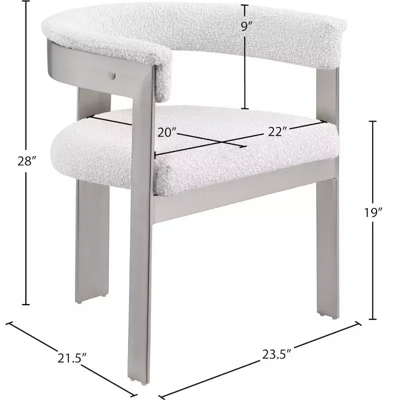 Meridian Furniture, Sedia da pranzo in tessuto Bouclé Romeo, Set da 2