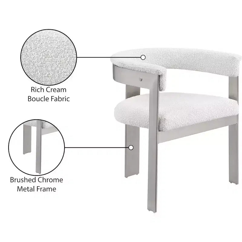 Meridian Furniture, Sedia da pranzo in tessuto Bouclé Romeo, Set da 2