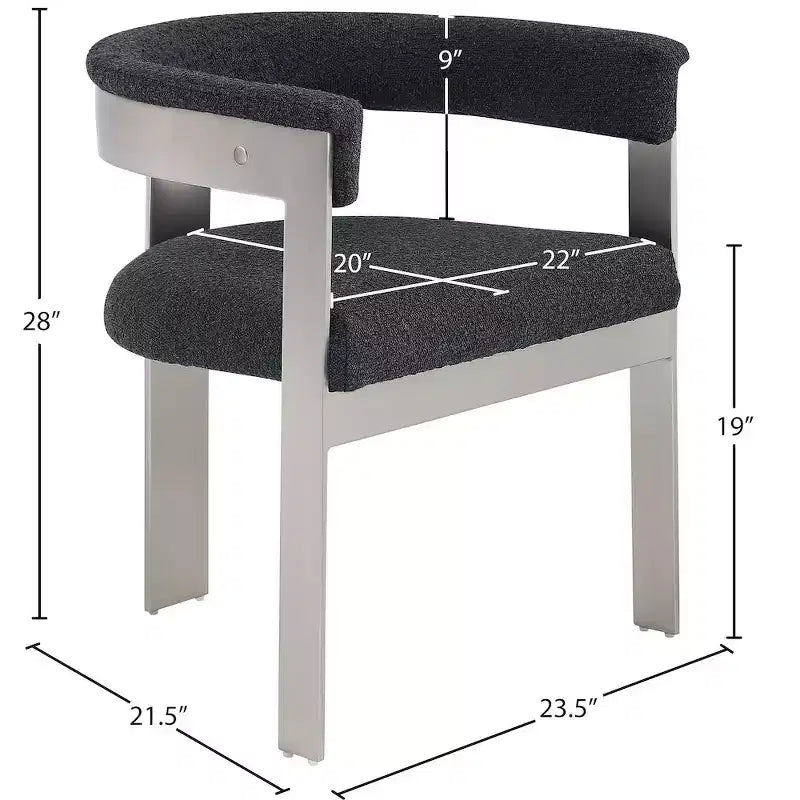 Meridian Furniture, Sedia da pranzo in tessuto Bouclé Romeo, Set da 2