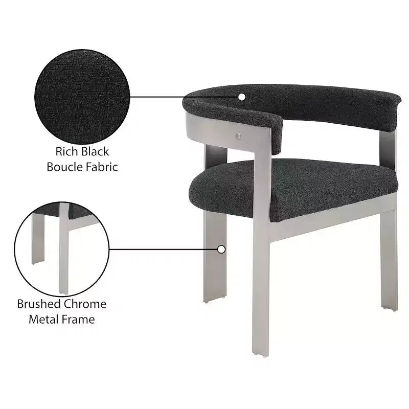 Meridian Furniture, Sedia da pranzo in tessuto Bouclé Romeo, Set da 2