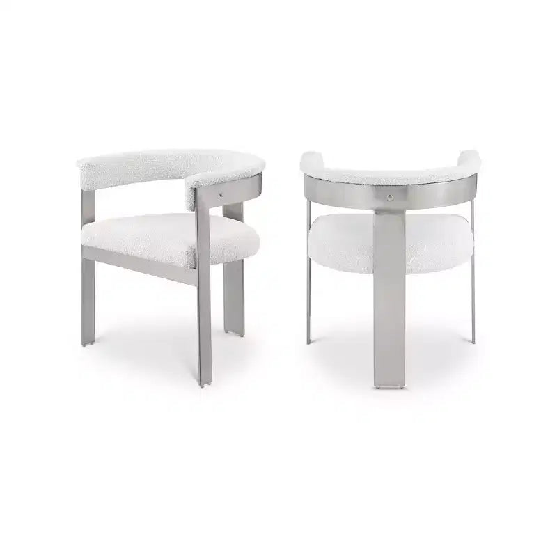 Meridian Furniture, Sedia da pranzo in tessuto Bouclé Romeo, Set da 2