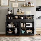 Credenza Grande da 130 cm con Spazio Contenitivo e Stazione di Ricarica, Madia Modern Farmhouse per Caffè, Dotata di 3 Cassetti e Ante