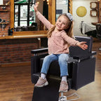 Sandinrayli Rialzo Salone per Bambini, Cuscini in Pelle da Barbiere per Sedia da Parrucchiere, Oversize, Nero