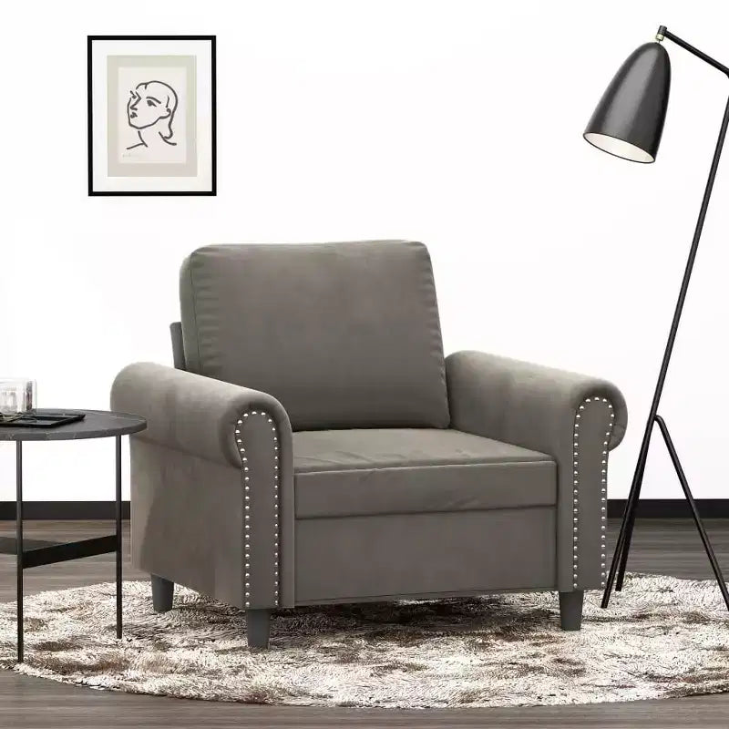 vidaXL Poltrona grigio chiaro in velluto (100% poliestere), compensato, metallo, gommapiuma