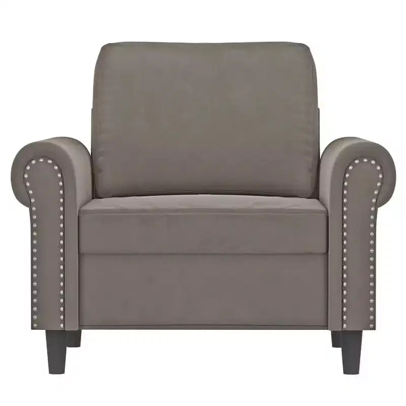 vidaXL Poltrona grigio chiaro in velluto (100% poliestere), compensato, metallo, gommapiuma