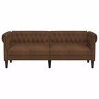 vidaXL Divano Chesterfield a 3 Posti - Poltrona Settee da Soggiorno Rivestita in Tessuto Marrone - Arredamento Elegante e Confortevole