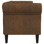 vidaXL Divano Chesterfield a 3 Posti - Poltrona Settee da Soggiorno Rivestita in Tessuto Marrone - Arredamento Elegante e Confortevole
