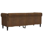 vidaXL Divano Chesterfield a 3 Posti - Poltrona Settee da Soggiorno Rivestita in Tessuto Marrone - Arredamento Elegante e Confortevole
