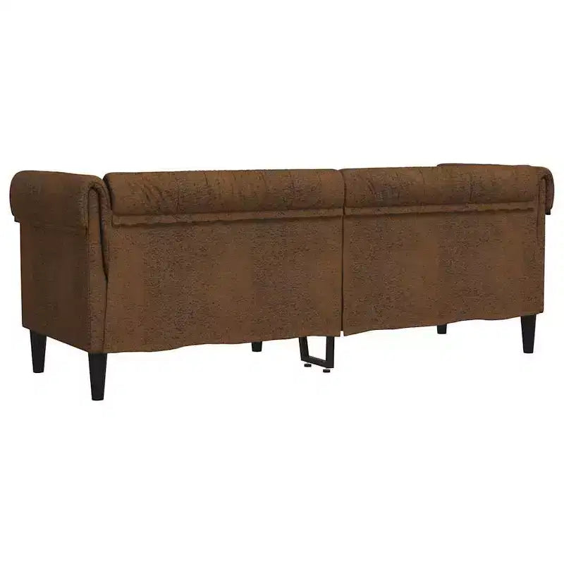 vidaXL Divano Chesterfield a 3 Posti - Poltrona Settee da Soggiorno Rivestita in Tessuto Marrone - Arredamento Elegante e Confortevole