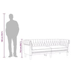 vidaXL Divano Chesterfield a 3 Posti - Poltrona Settee da Soggiorno Rivestita in Tessuto Marrone - Arredamento Elegante e Confortevole