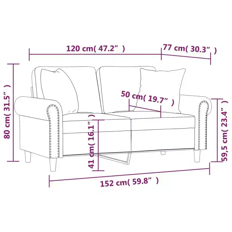 vidaXL Divano 2 Posti in Velluto con Cuscini e Guanciali Grigio Scuro - Design Accogliente e Moderno per Soggiorno, Salotto o Ufficio