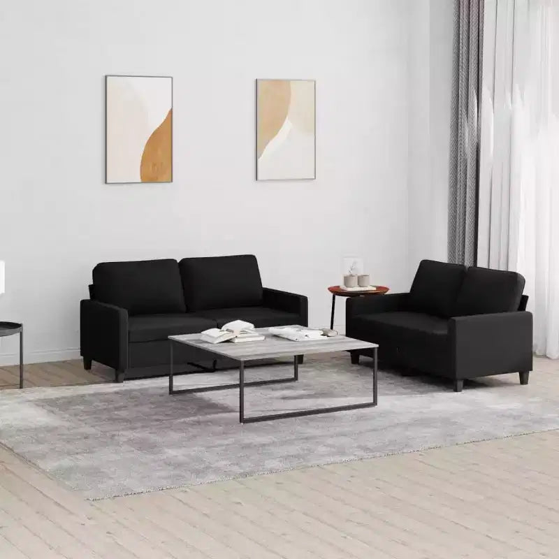 vidaXL Set divani Nero Tessuto (100% poliestere), metallo, textilene, compensato