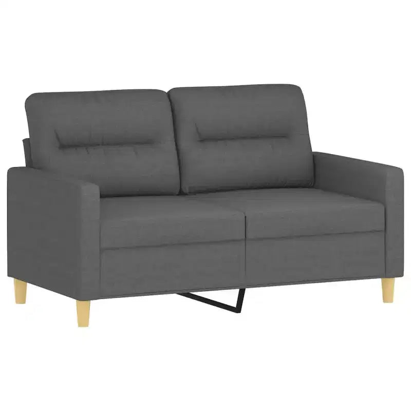 vidaXL Set Divani a 2 Posti in Tessuto con Cuscini, Comoda Chaise Longue, Struttura in Metallo e Compensato, Poliestere Grigio Scuro, per Salotto o Zona Relax