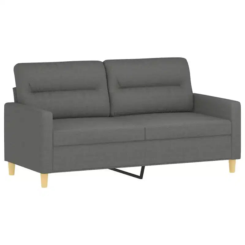 vidaXL Set Divani a 2 Posti in Tessuto con Cuscini, Comoda Chaise Longue, Struttura in Metallo e Compensato, Poliestere Grigio Scuro, per Salotto o Zona Relax