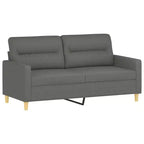 vidaXL Set Divani a 2 Posti in Tessuto con Cuscini, Comoda Chaise Longue, Struttura in Metallo e Compensato, Poliestere Grigio Scuro, per Salotto o Zona Relax