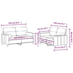 vidaXL Set Divani a 2 Posti in Tessuto con Cuscini, Comoda Chaise Longue, Struttura in Metallo e Compensato, Poliestere Grigio Scuro, per Salotto o Zona Relax