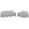 vidaXL Light Gray Velvet 2-Piece Sofa Set - Modern Comfortable Couch and Loveseat with Thick Padding and Sturdy Frame