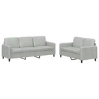 vidaXL Light Gray Velvet 2-Piece Sofa Set - Modern Comfortable Couch and Loveseat with Thick Padding and Sturdy Frame