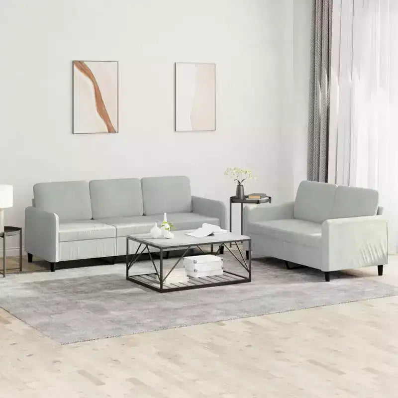 vidaXL Divano a 2 posti grigio chiaro in velluto - Divano e poltrona moderni e comodi con imbottitura spessa e telaio robusto
